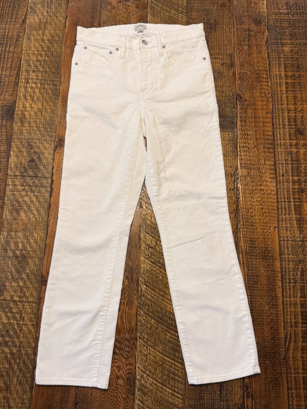 J.Crew Ivory White Corduroy Straight Leg Pants Size 27